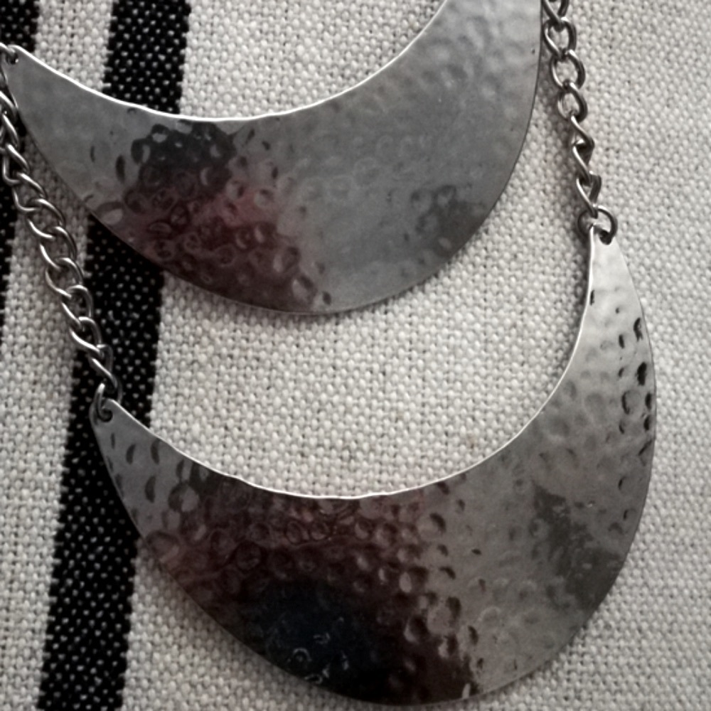 Statement Three Plate Silver Necklace - image 6